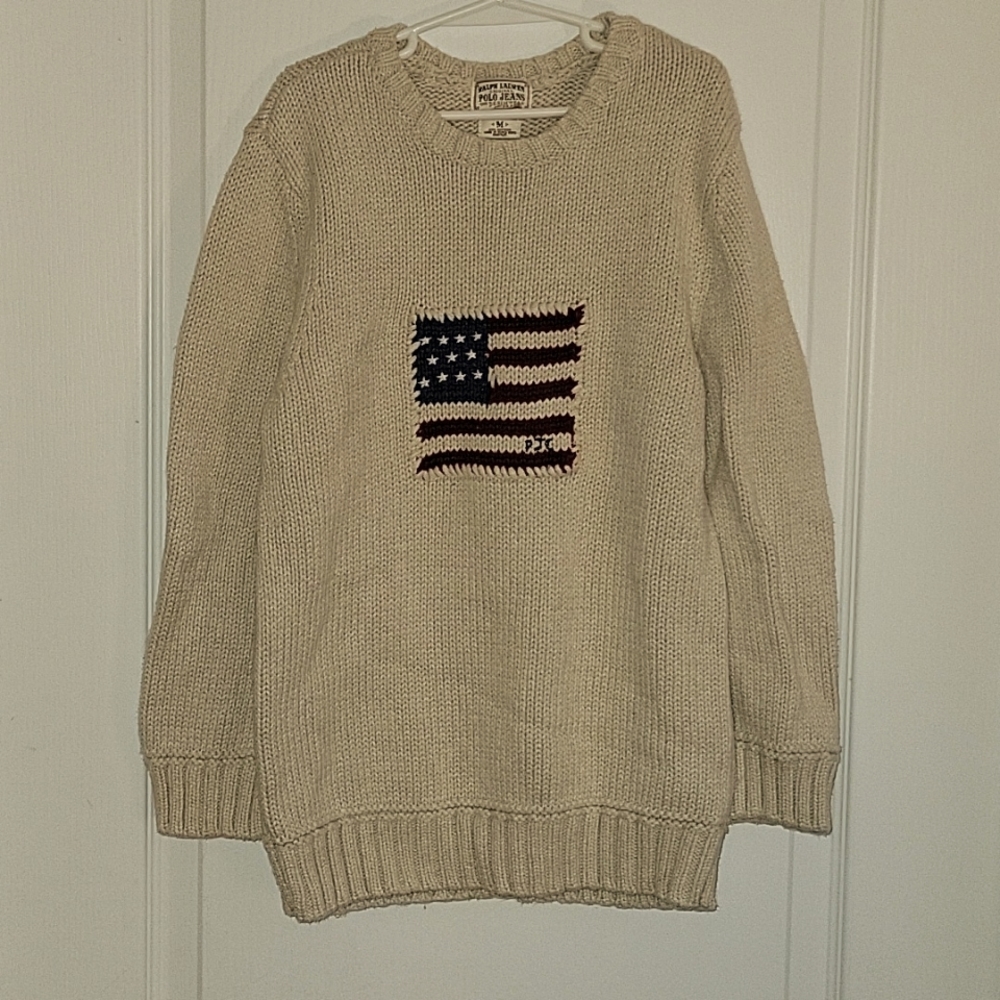 Ralph Lauren iconic flag sweater sz M 8/10